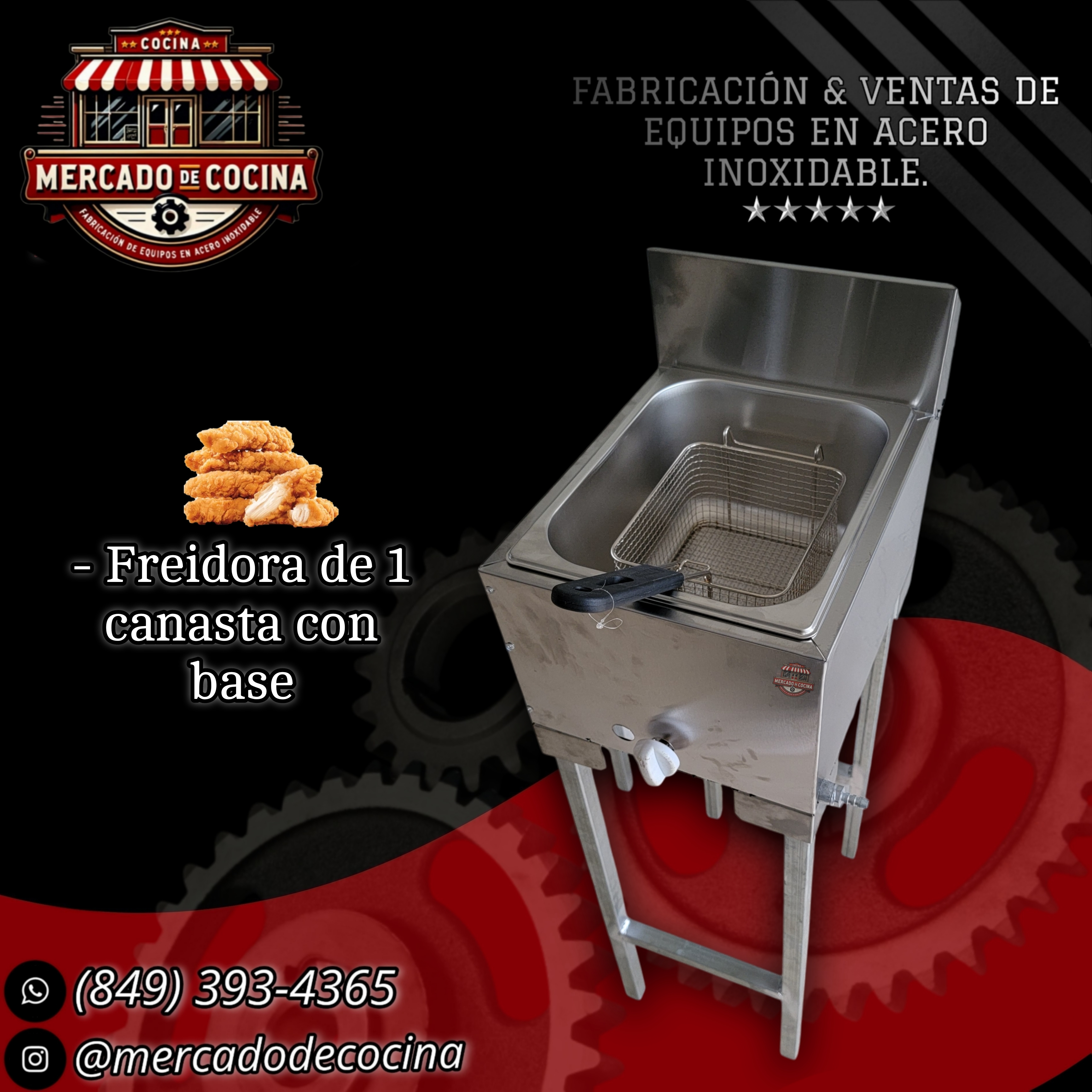 Freidora de 1 tanque con patas mod-ECO