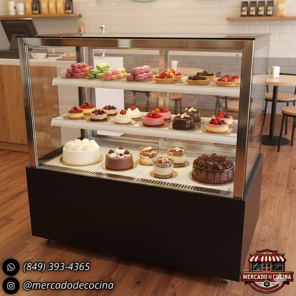 Vitrina fría para postres con cristal plano de 48"