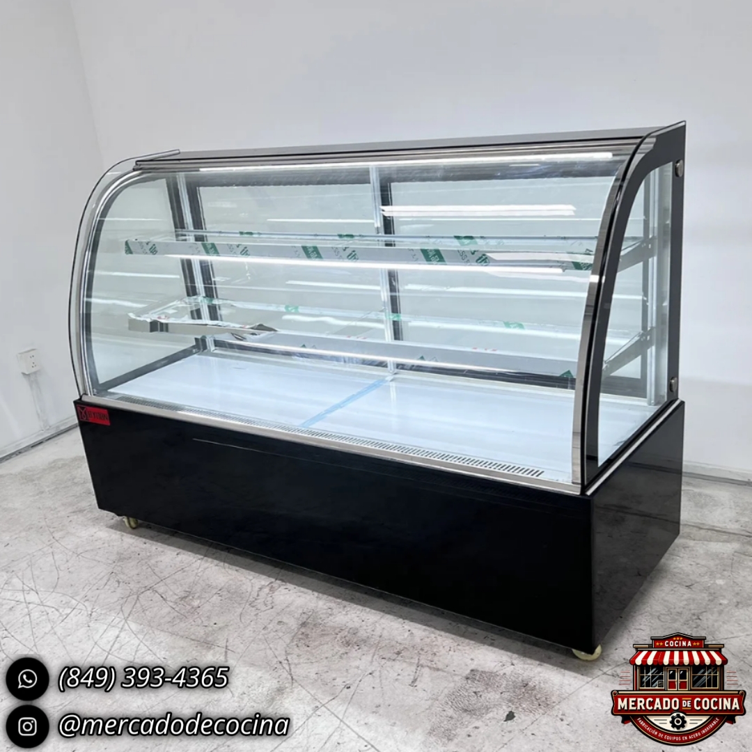 Vitrina fría para postres con cristal curvado de 60"