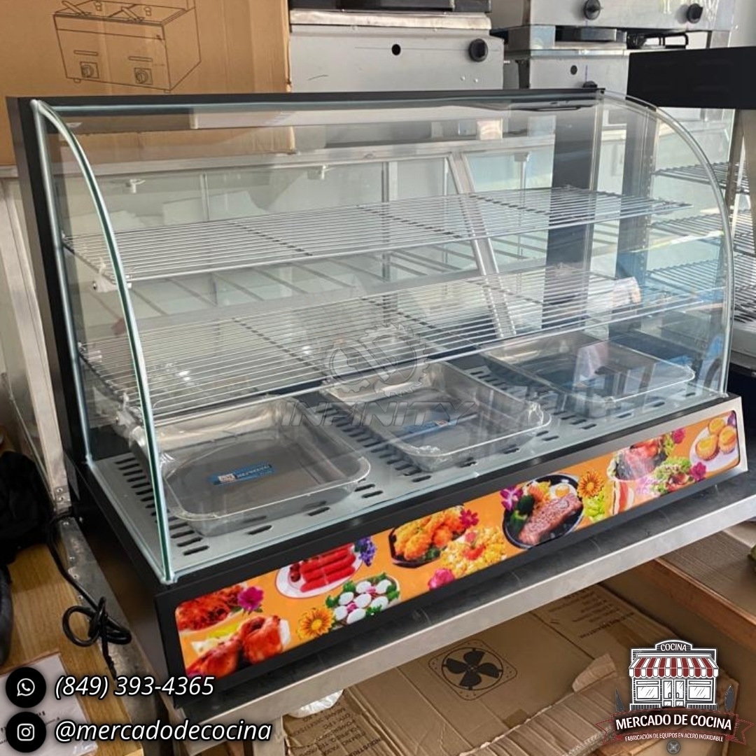Vitrina caliente con cristal curvado de 36"