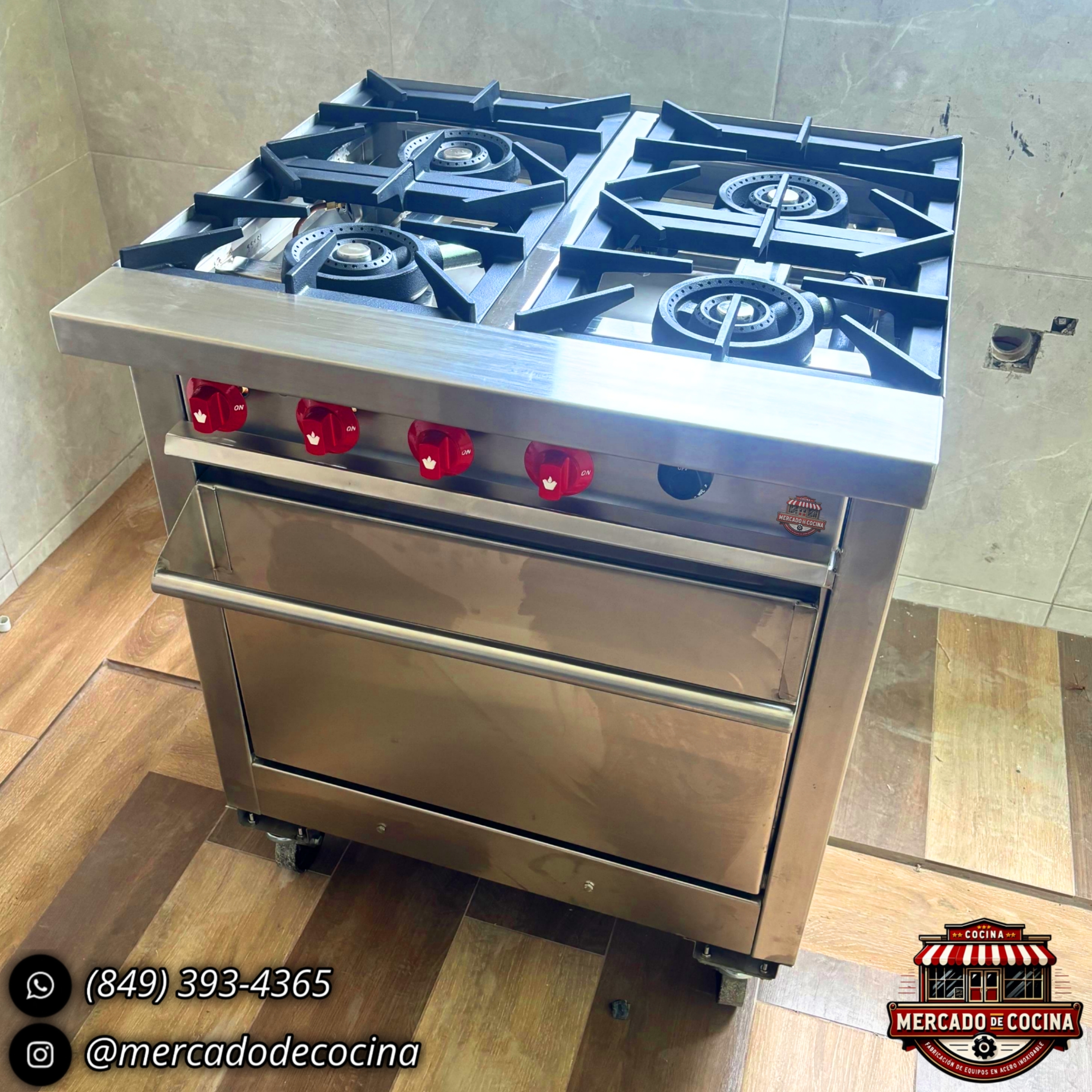 Estufa industrial 4 quemadores con horno #2
