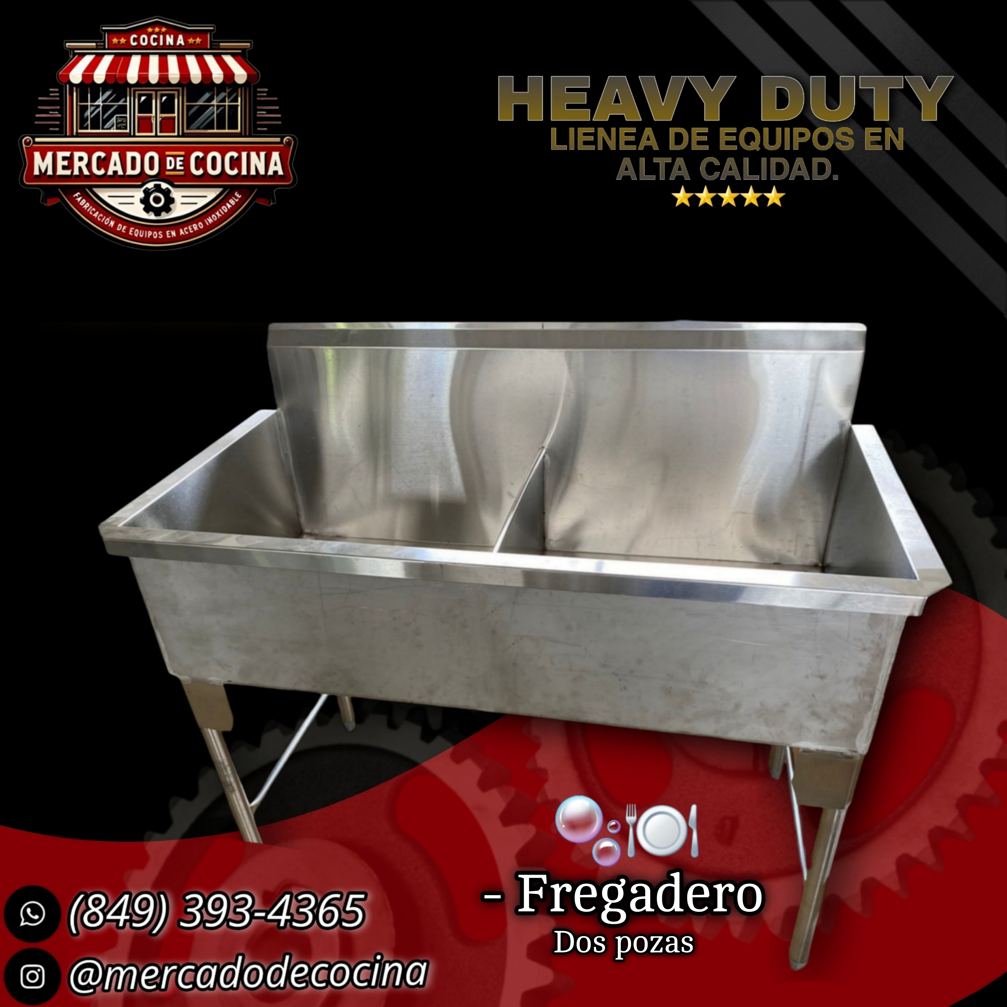 Fregadero de 2 pozas