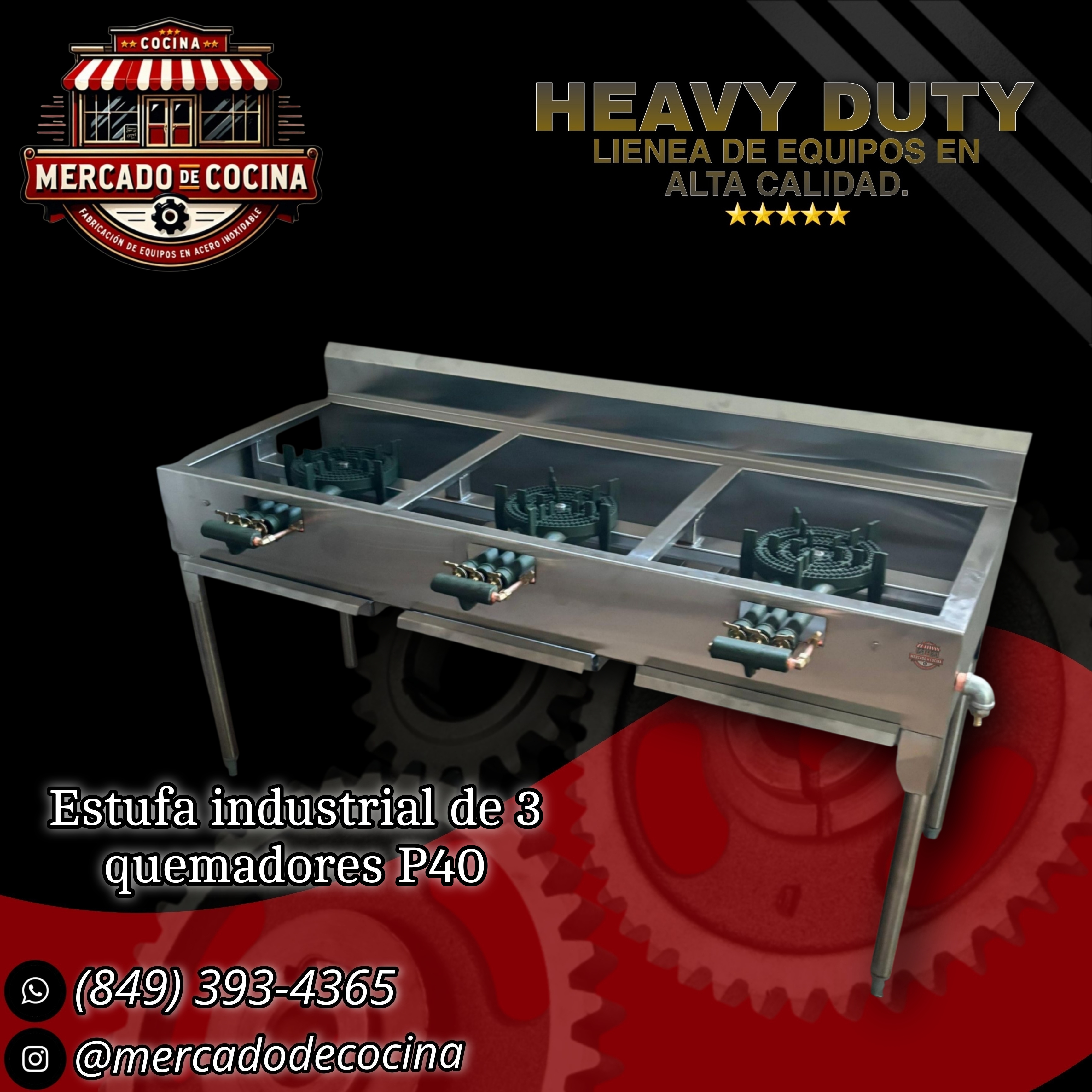 Estufa industrial mod-PRO 3 QUEMADORES P40