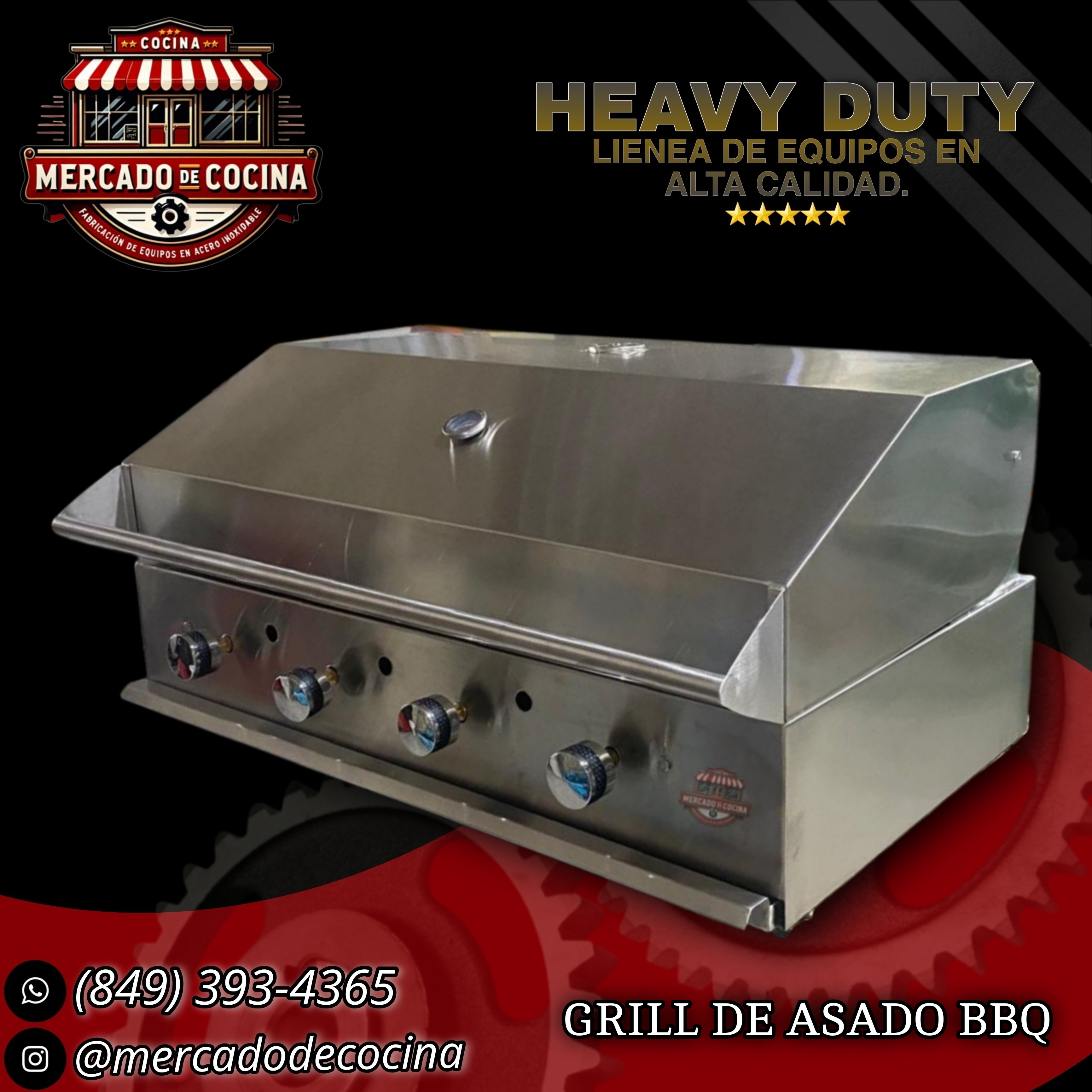Asador BBQ 40" mod-PRO empostrable 