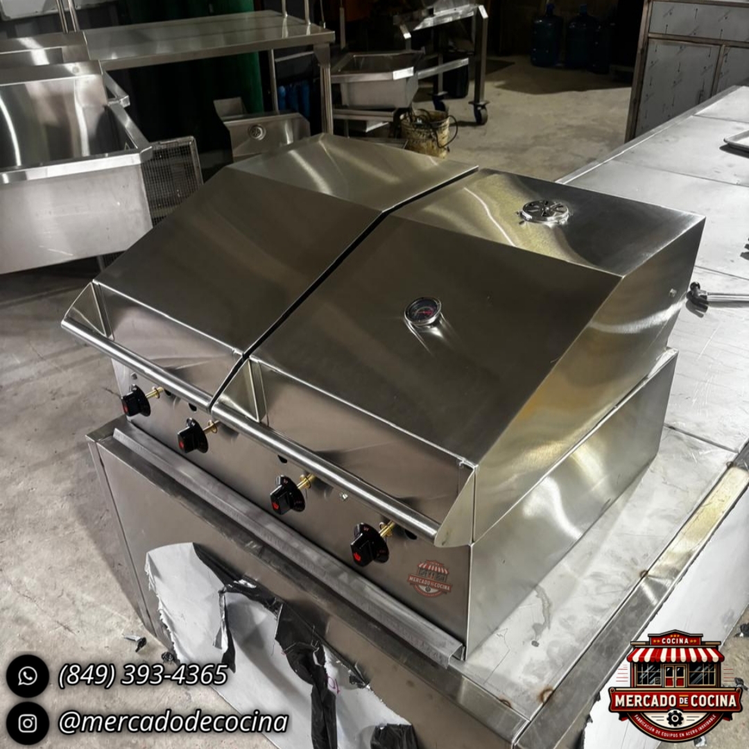 Asador BBQ + Plancha carnica mod-PRO empostrable.