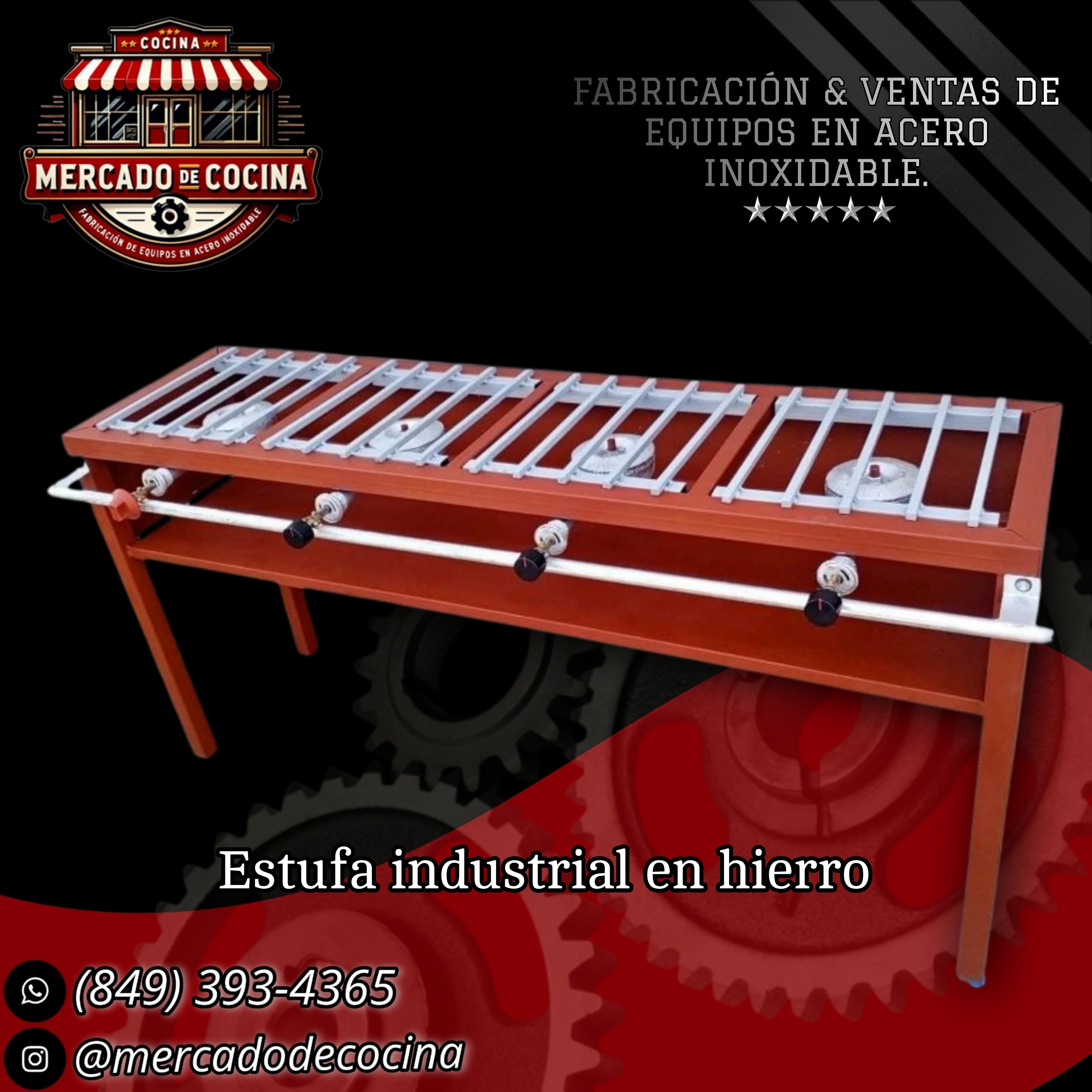 Estufa industrial de hierro mod-ECO 4 hornillas