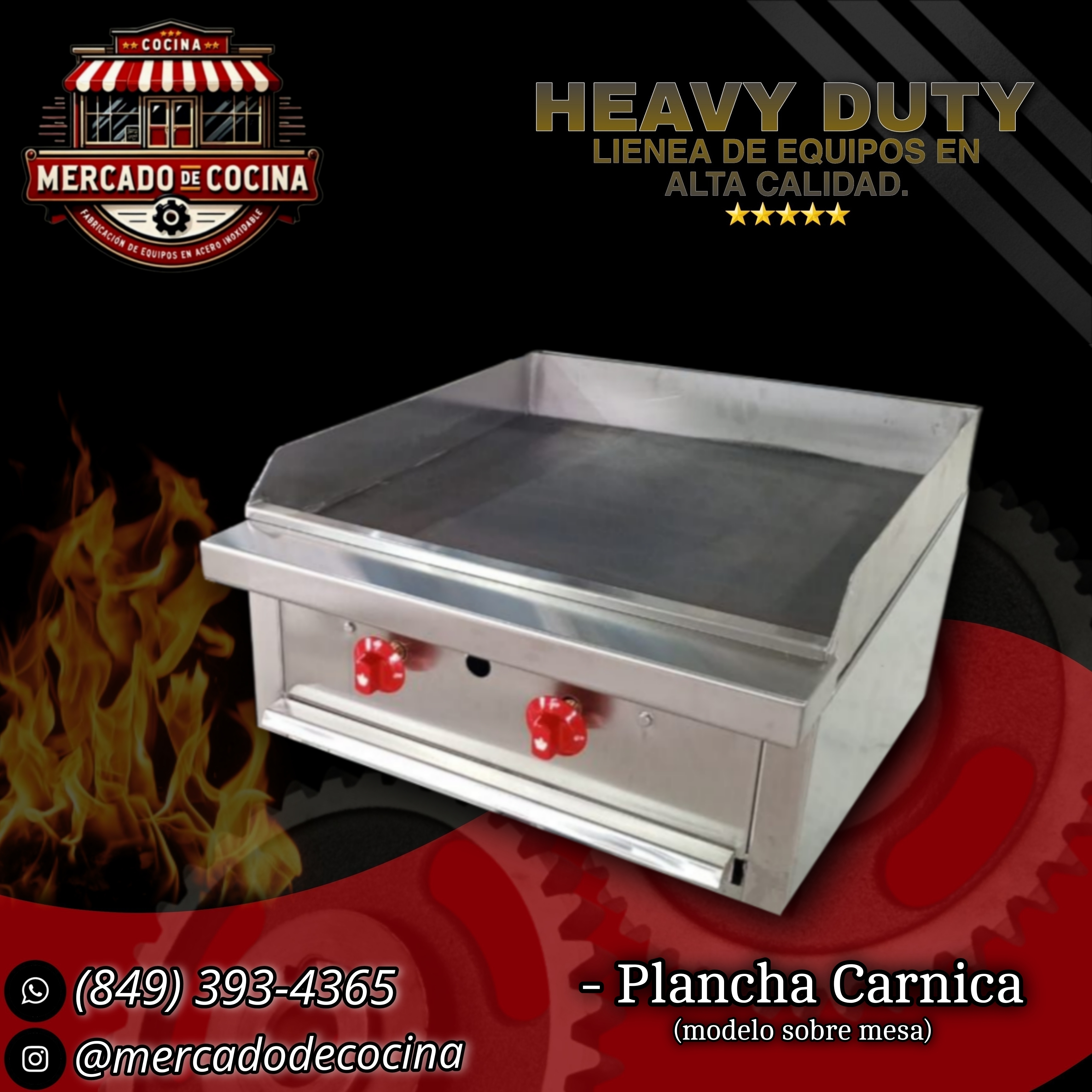 Plancha carnica mod-PRO 24" de mesa.