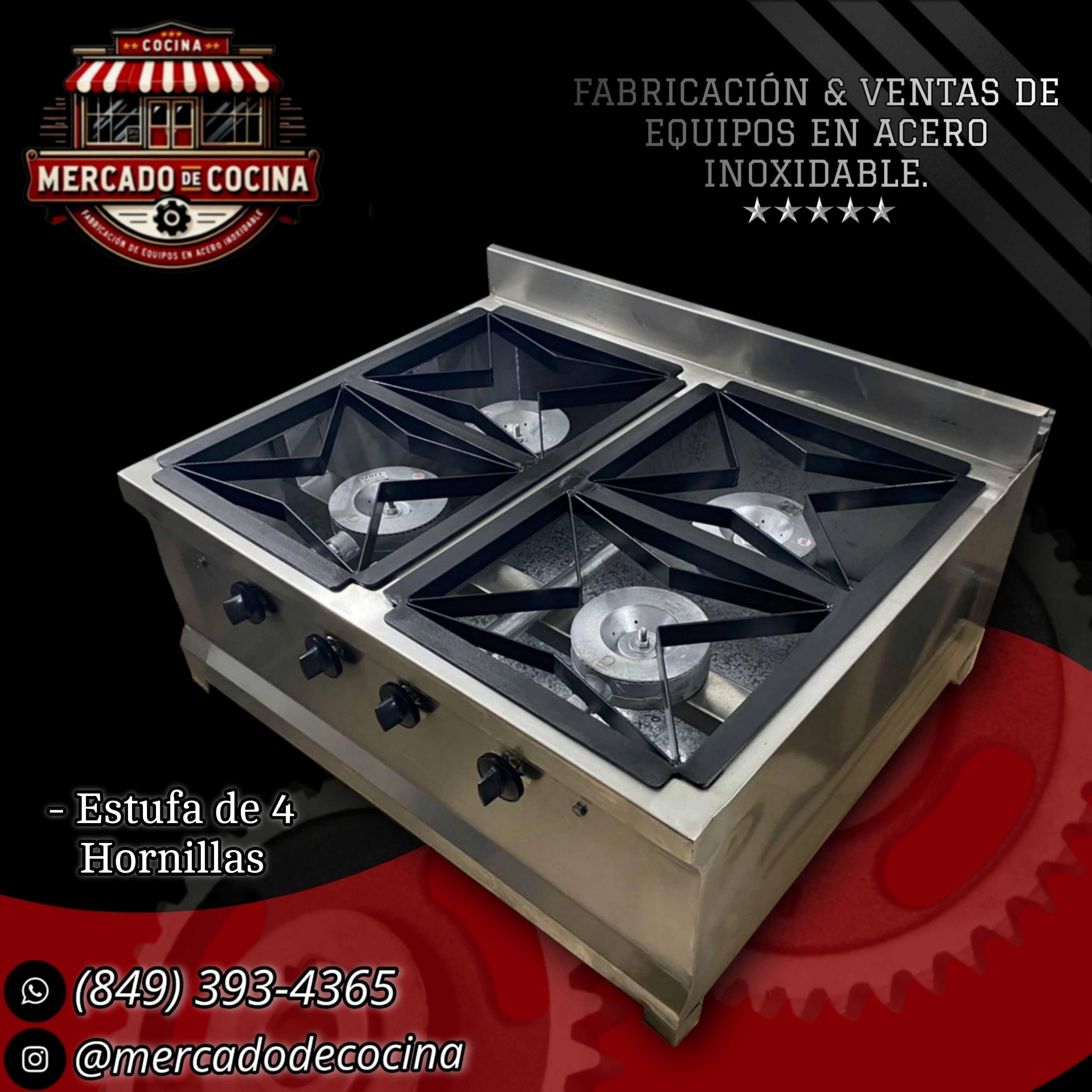 Estufa de mesa mod-ECO de 4 hornillas