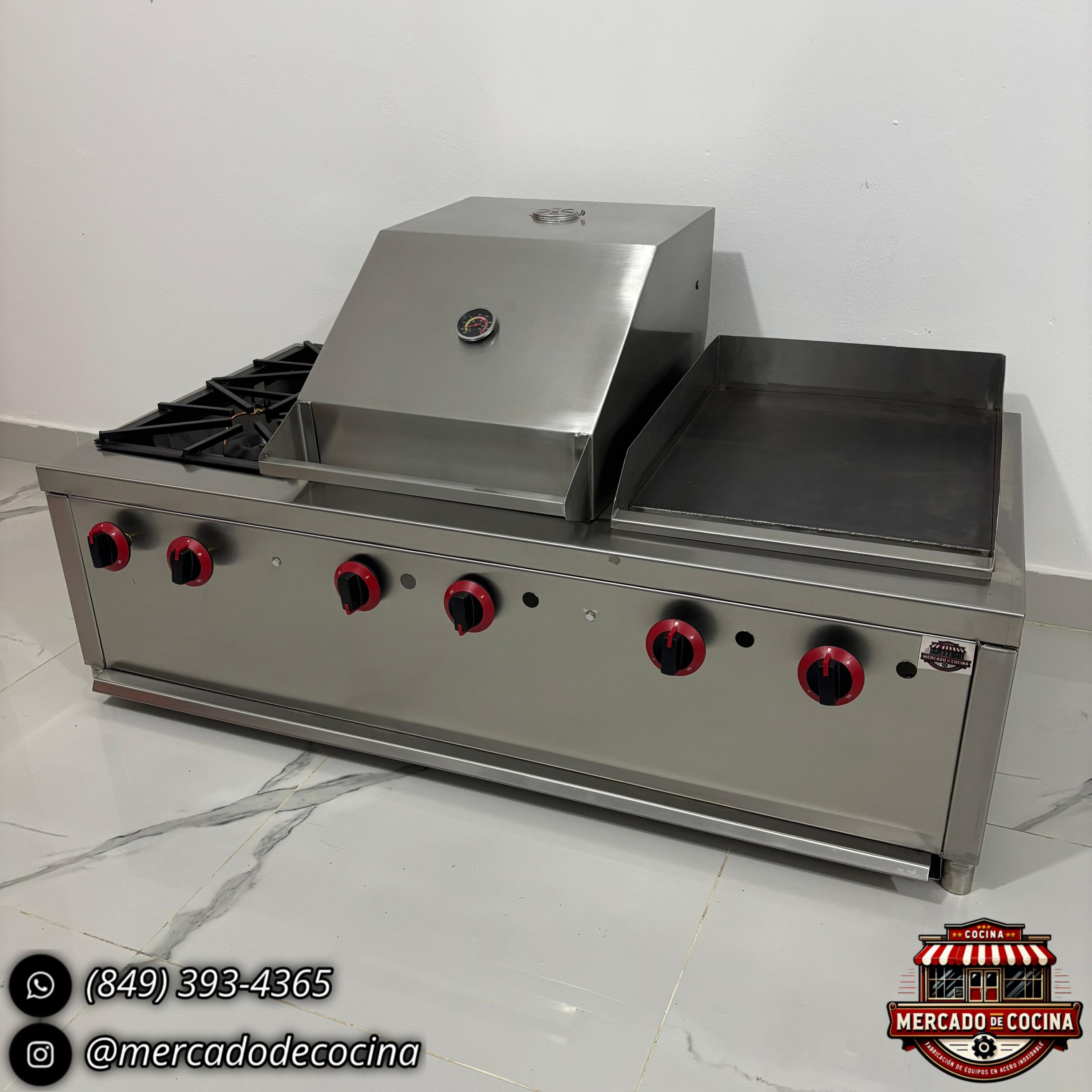 Equipo combinado (mod-PRO), empotrable, [Estufa, Asador BBQ, Plancha Cárnica]