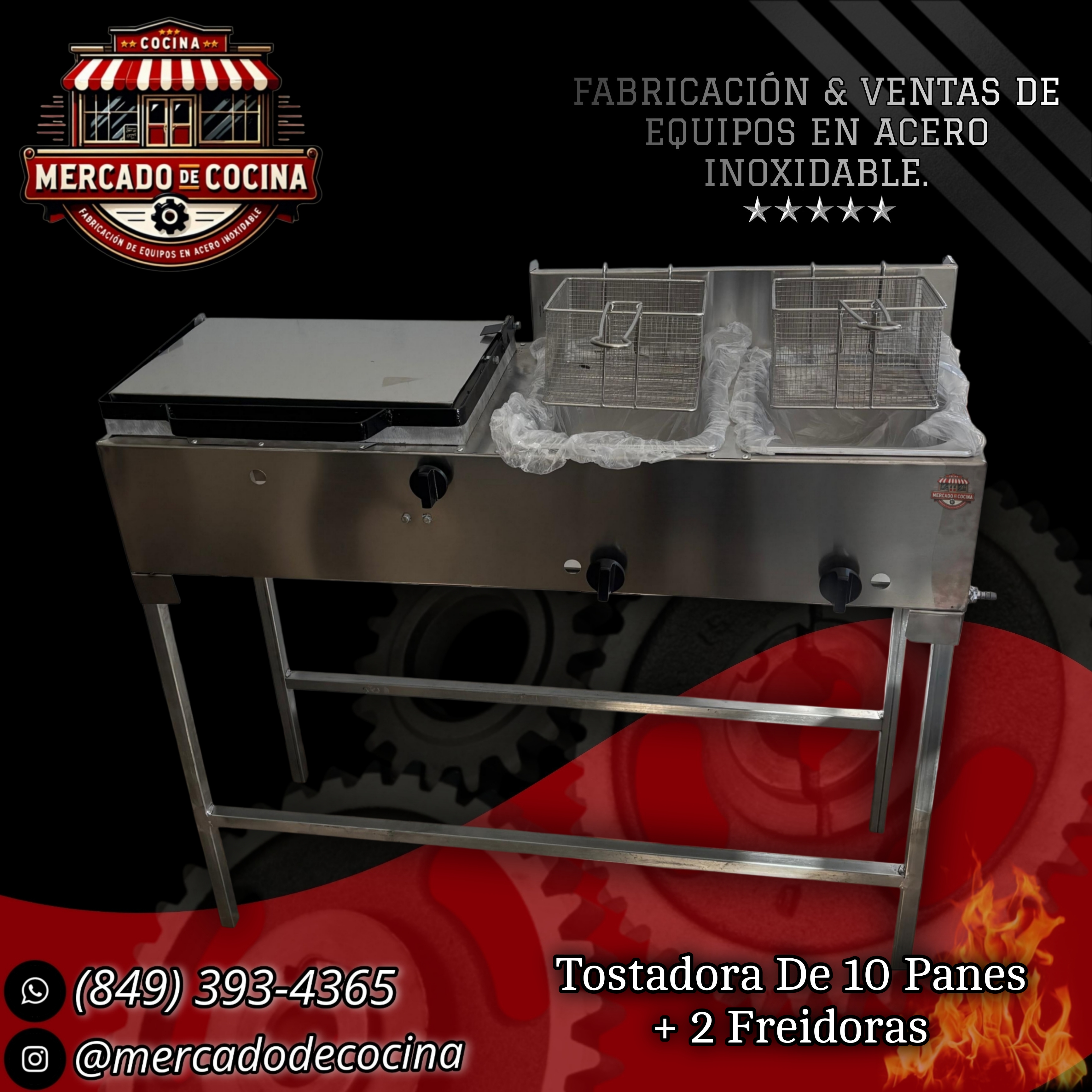 Tostadora de 10 panes+ 2 Freidora, con patas (ECO)